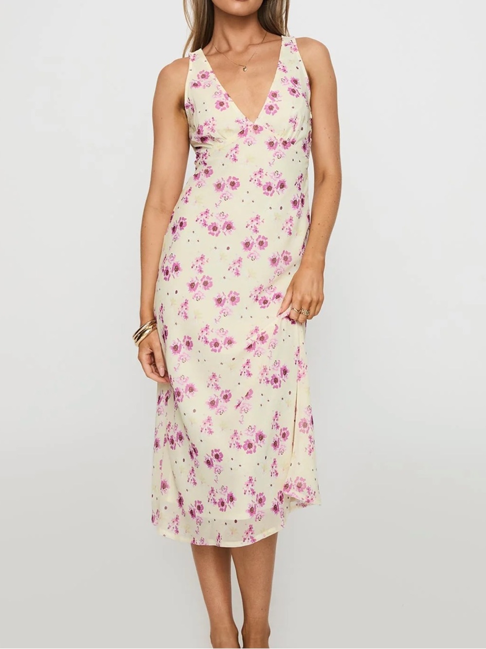 Princess Polly Nellie Dress Yellow purple Floral maxi dress size 8 US